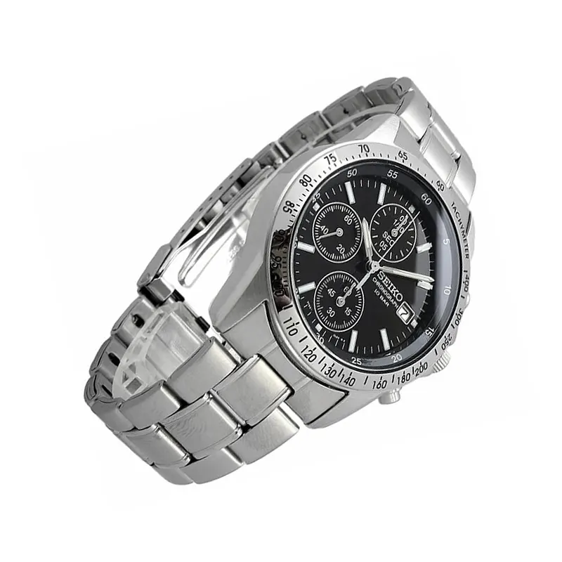 Seiko Spirit Black Chronograph Sporty-elegant Men's Watch- SBTQ041